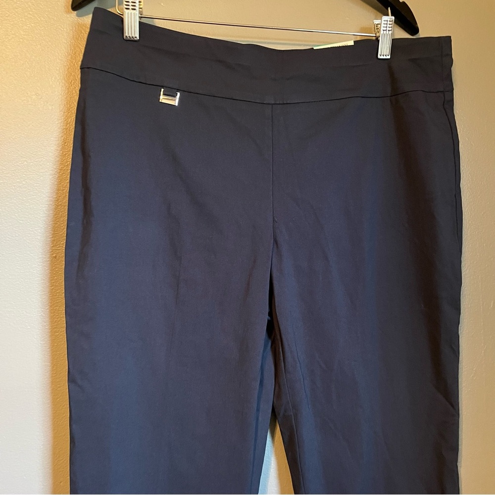 NWT Alfani Sz 16 Long Women’s Navy Blue Tummy Control Trouser Pants Ret $49! - Picture 2 of 13
